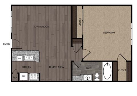 1 bedroom 1 bath B at Willow Creek Apartments, Houston, TX